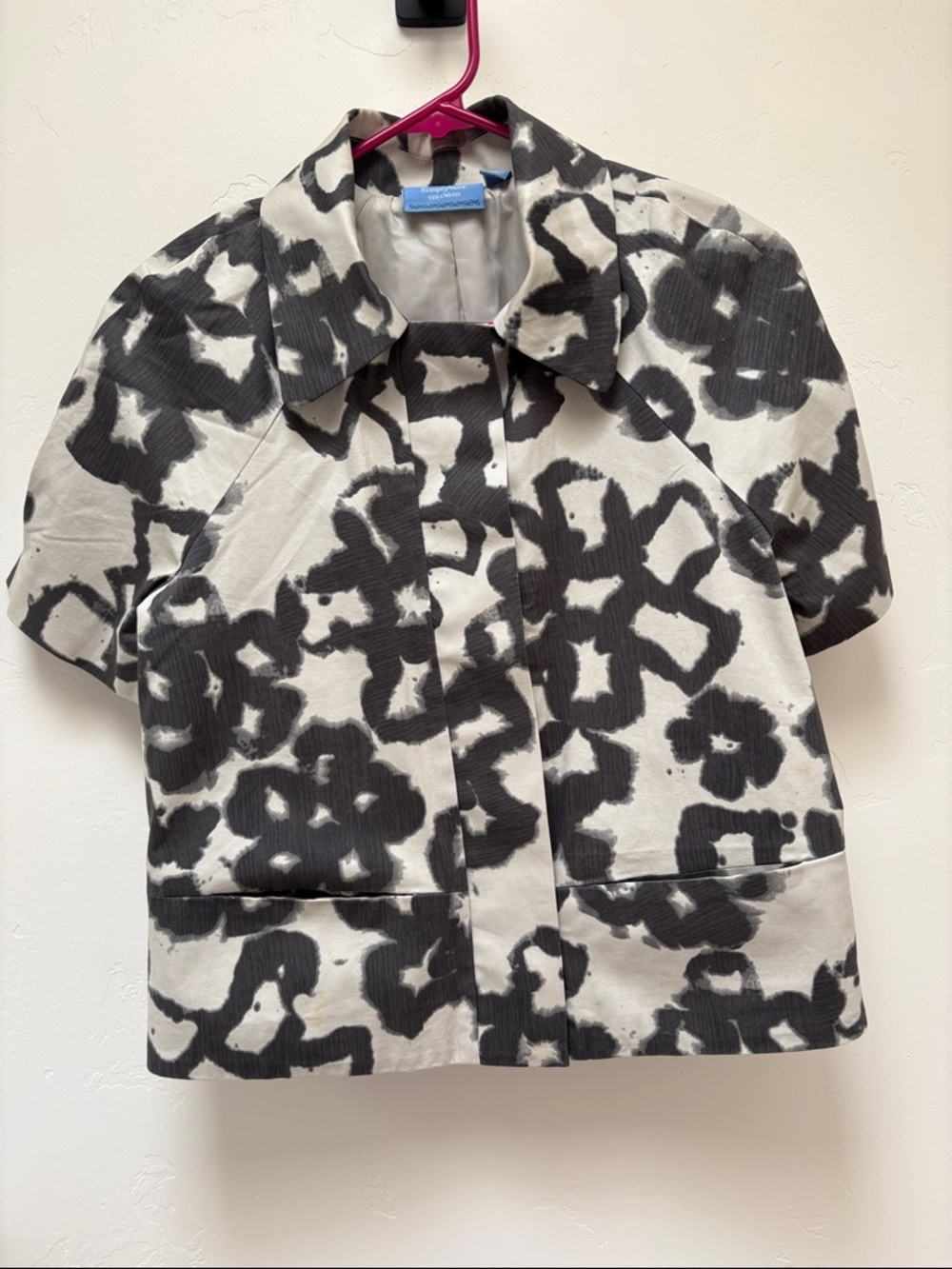 Simply Vera Vera Wang Black and White Short-Sleeve Print Jacket